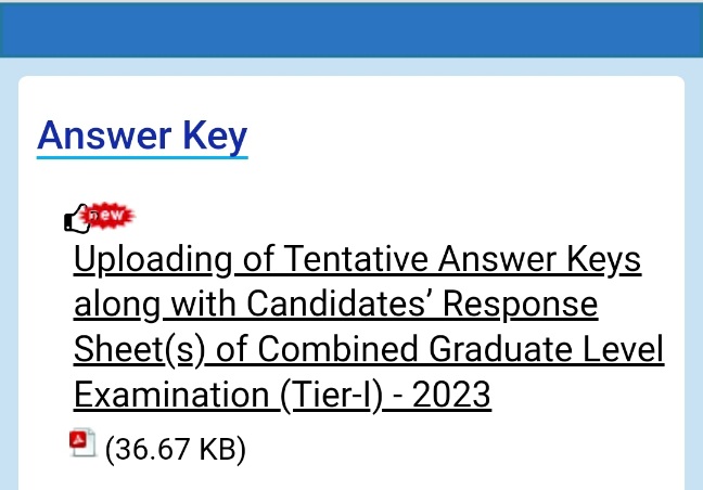 SSC CGL Answer Key 2023 for Tier-1 released